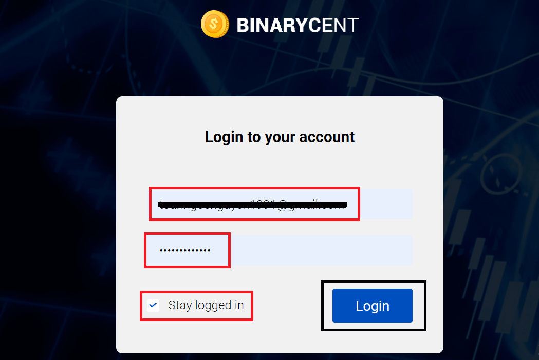 Como se inscrever e fazer login na conta no Binarycent